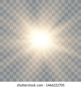 Glow light effect. Starburst with sparkles on transparent background. The star flashed. Sun. Vector illustration EPS10.