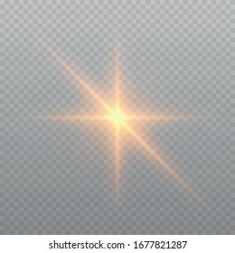 Glow light effect. Starburst with sparkles.