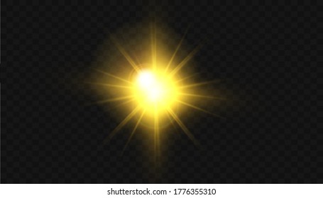 Glow light effect. Starburst with sparkles on transparent background. Vector illustration. Sun.EPS 10