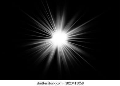 Glow light effect. Starburst with sparkles on transparent background. Vector illustration. Sun