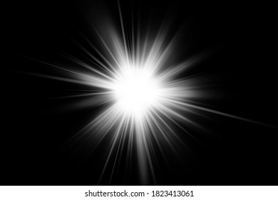 Glow light effect. Starburst with sparkles on transparent background. Vector illustration. Sun
