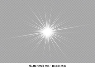 Efecto luminoso. Estallido de estrellas con chispas sobre fondo transparente. Ilustración vectorial. Sol