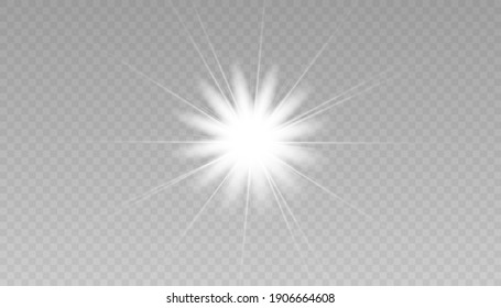 Glow light effect. Starburst with sparkles.