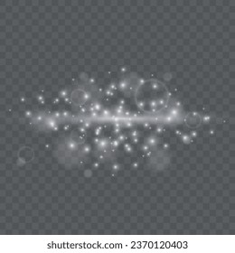 Glow light effect. Starburst with sparkles on transparent background. Vector illustration. Sun