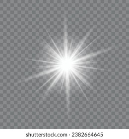 Efecto luminoso. Starburst con destellos sobre fondo transparente.sun