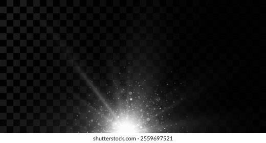 Glow light effect. Starburst with sparkles on transparent background. Vector illustration. Sun	