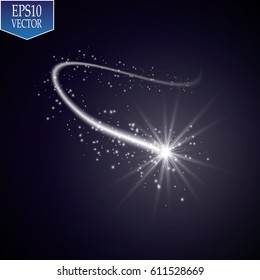 Glow light effect. Starburst with sparkles on transparent background. Vector illustration. Sun