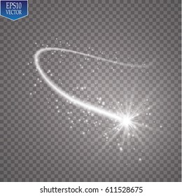 Glow light effect. Starburst with sparkles on transparent background. Vector illustration. Sun