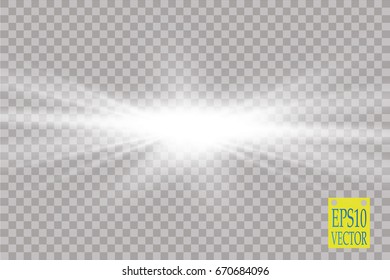 Glow light effect. Starburst with sparkles on transparent background. Vector illustration. Sun