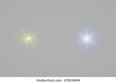 Glow light effect. Starburst with sparkles on transparent background. Vector illustration. Sun 