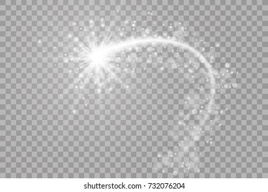 Glow light effect. Starburst with sparkles on transparent background. Vector illustration. Sun