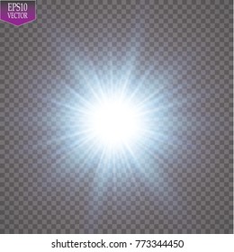
Glow light effect. Starburst with sparkles on transparent background. Vector illustration. Sun
