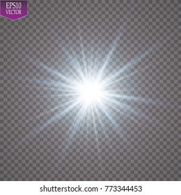 
Glow light effect. Starburst with sparkles on transparent background. Vector illustration. Sun
