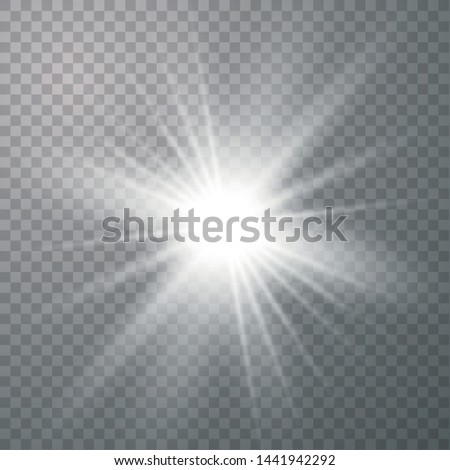 Glow light effect. Starburst with sparkles on transparent background. The star flashed sparks. Vector illustration EPS10.
