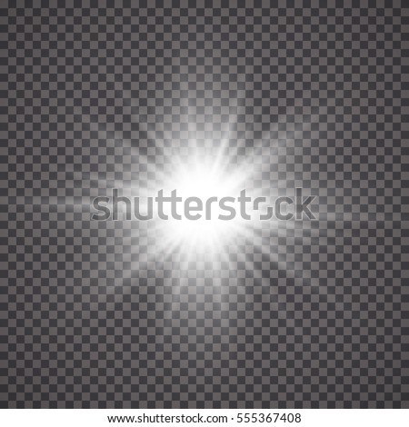 Glow light effect. Starburst with sparkles on transparent background. Vector illustration. Sun