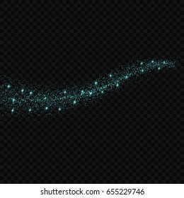 glow light effect stars bursts with sparkles isolated. magic dust particles. Vector illustration sparkling comet tail on transparent background.