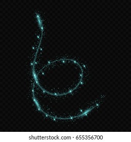glow light effect stars bursts with sparkles isolated. magic dust particles. Vector illustration sparkling comet tail on transparent background.