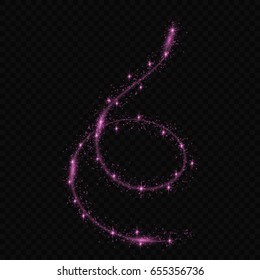 glow light effect stars bursts with sparkles isolated. magic dust particles. Vector illustration sparkling comet tail on transparent background.