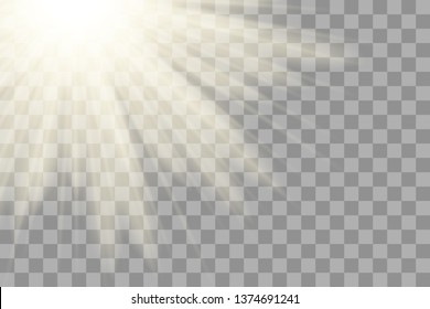 Glow light effect. Sun sparkle. Light ray on a transparent background. Vector eps10.