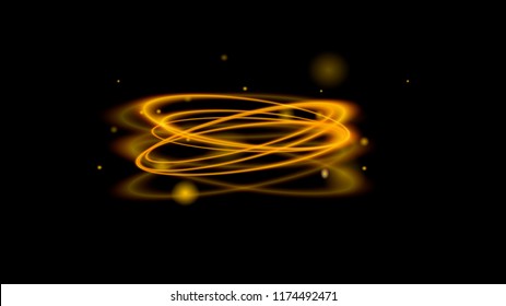 Glow light effect. Swirl trail. Glowing fire ring trace. Vector illustration