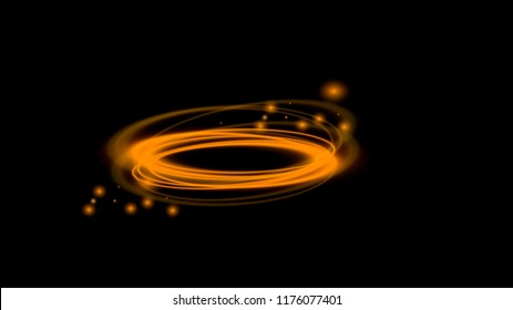 Glow light effect. Swirl trail. Glowing fire ring trace. Vector illustration