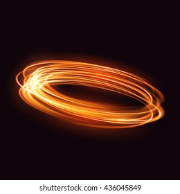 Glow light effect. Swirl trail. Glowing fire ring trace. Vector illustration
