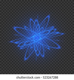 Glow light effect. Swirl trail effect. Vector illustration