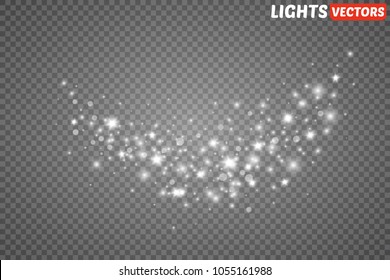 Glow light effect. Vector illustration. Christmas flash. dust