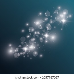 Glow light effect. Vector illustration. Christmas flash Concept. Vector illustration of abstract flare light rays. A set of stars, light and radiance, rays and brightness. Set of Vector glowing light.