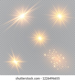 Glow light effect. Vector illustration. Christmas flash Concept. Vector illustration of abstract flare light rays. A set of stars, light and radiance, rays and brightness.