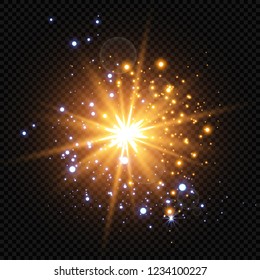 Glow light effect. Vector illustration. Christmas flash Concept.