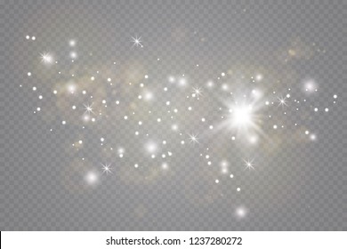 Glow light effect. Vector illustration. Christmas flash. dust