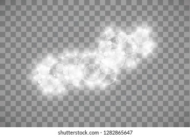 Glow light effect. Vector illustration. Christmas flash. dust. White sparks and glitter special light effect. vector sparkles on transparent background. Sparkling magic dust particles