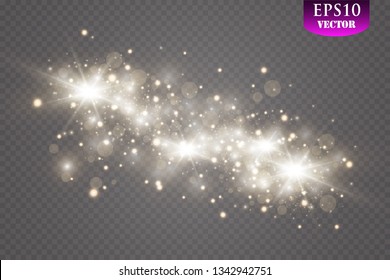 Glow light effect. Vector illustration. Christmas flash. dust