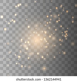Glow light effect. Vector illustration. Christmas flash Concept . White sparks glitter special light effect. Vector sparkles on transparent background. Christmas abstract pattern.