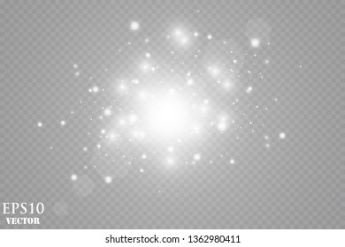 Glow light effect. Vector illustration. Christmas flash. dust