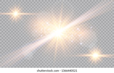 Glow light effect. Vector illustration. Christmas flash Concept. Vector illustration of abstract flare light rays. A set of stars, light and radiance, rays and brightness. Glow light effect.