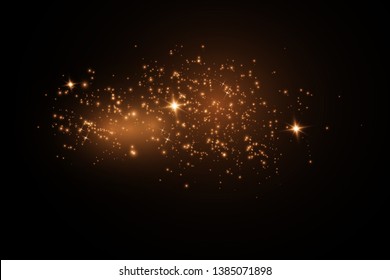 Glow light effect. Vector illustration. Christmas flash. dust. Vector sparkles on a transparent background. Christmas light effect. Sparkling magical dust particles.The dust sparks and golden stars sh