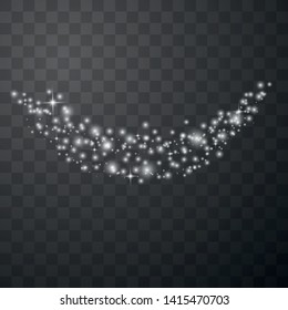 Glow light effect. Vector illustration. Christmas flash. Magic concept. Dust
