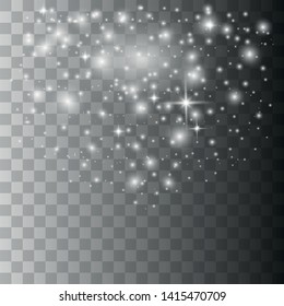 Glow light effect. Vector illustration. Christmas flash. Magic concept. Dust