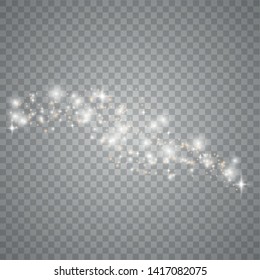 Glow light effect. Vector illustration. Christmas flash. Magic concept. Dust