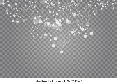 Glow light effect. Vector illustration. Christmas flash dust. White sparks and glitter special light effect. Vector sparkles on transparent background. Sparkling magic dust particles