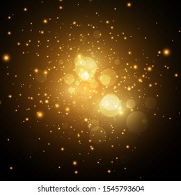 Glow light effect. Vector illustration. Christmas flash. dust
