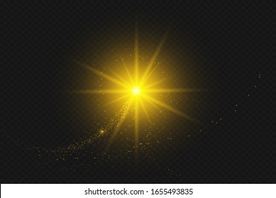 Glow light effect. Vector illustration. Christmas flash. dust