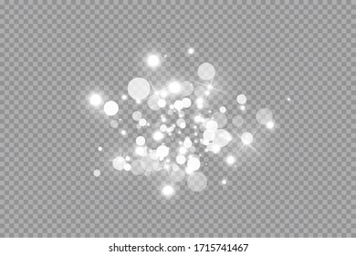 Efecto luminoso. Ilustración vectorial. Polvo de Navidad. Luces blancas y efecto luminoso especial. El vector brilla sobre fondo transparente. Partículas mágicas mágicas de polvo