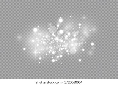 Glow Light Effect. Vector Illustration. Christmas Flash Dust. White Sparks And Glitter Special Light Effect. Vector Sparkles On Transparent Background. Sparkling Magic Dust Particles