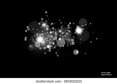 Glow light effect. Vector illustration. Christmas flash. dust