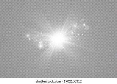 Glow light effect. Vector illustration. Christmas flash. dust.The star exploded.