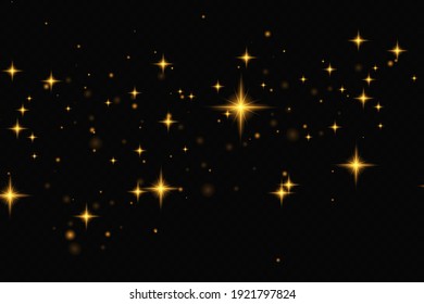 Glow light effect. Vector illustration. Christmas flash dust. White sparks and glitter special light effect. Vector sparkles on transparent background. Sparkling magic dust particles