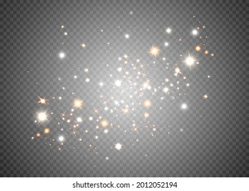 Glow light effect. Vector illustration. Christmas flash dust. White sparks and glitter special light effect.